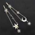 thumbnail image 2 of Pendientes largos con colgante de luna y estrella dorada, 2 of 4