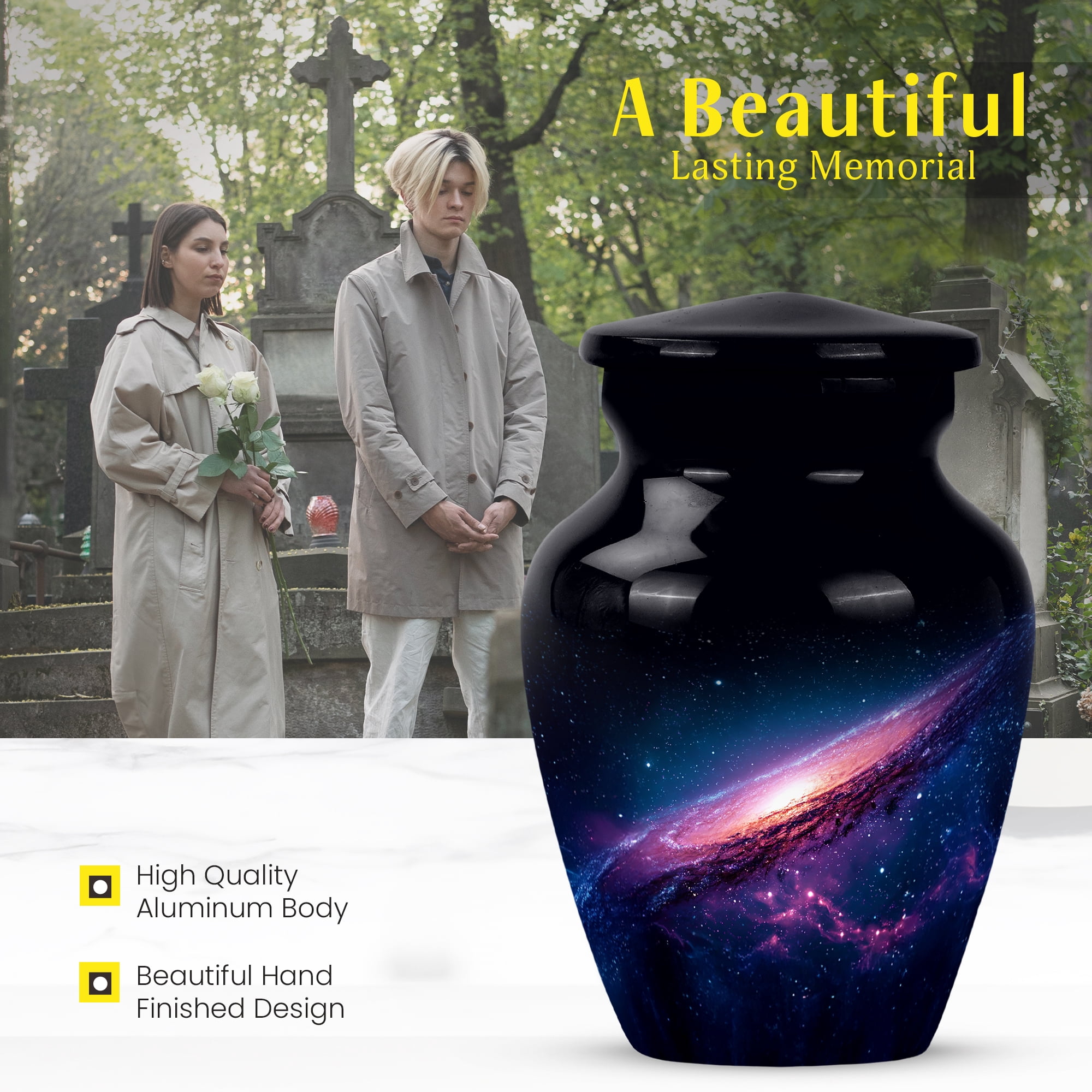MUKTIVE Galaxy Cremation Urns for Human Ashes Adult Man 3 Inch, Small keepsake Urn for Ashes Adult Male, Decorative Black Urns for Memorial, Funeral Urn for Dad for Burial