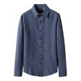 thumbnail image 1 of Hombres Casual Turndown Botones Slim Fit Sólido Manga larga Moda Blusa Camisa Pompotops  oipoqjl28117, 1 of 5