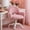 Pink, variant on Vanity Chair with Wheels, Faux Rabbit Fur Hollow Back Desk Chair, 360 °   Swivel Height Adjustable Cute Makeup Chair for Bedroom Vanity Table