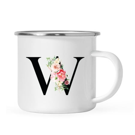 

Koyal Wholesale Stainless Steel Campfire Coffee Mug Blush Floral Monogram Letter W