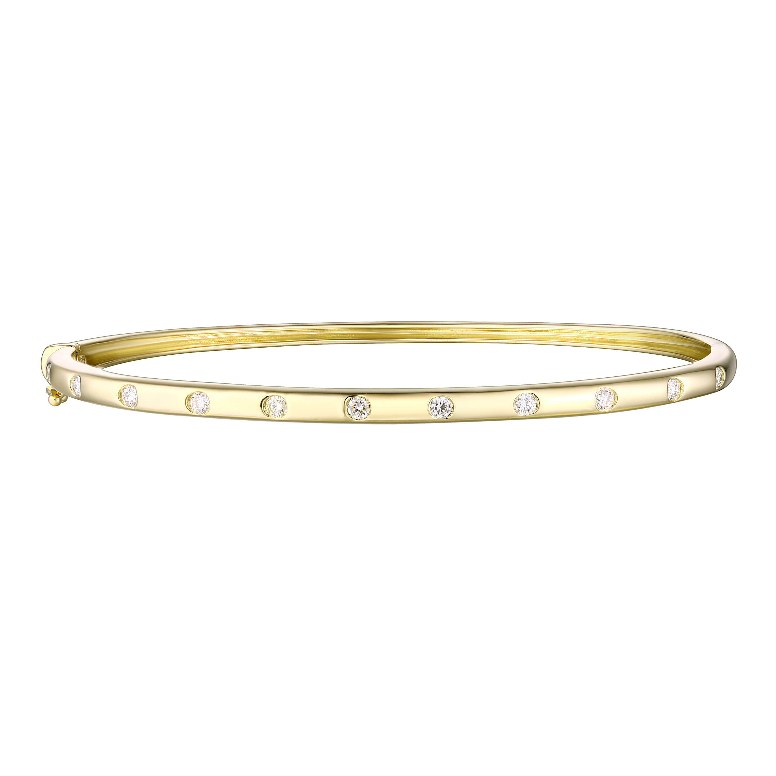 Women's Fashion 14k Yellow Gold Bangle Bracelet Hinged 0.34 Ct Genuine ...
