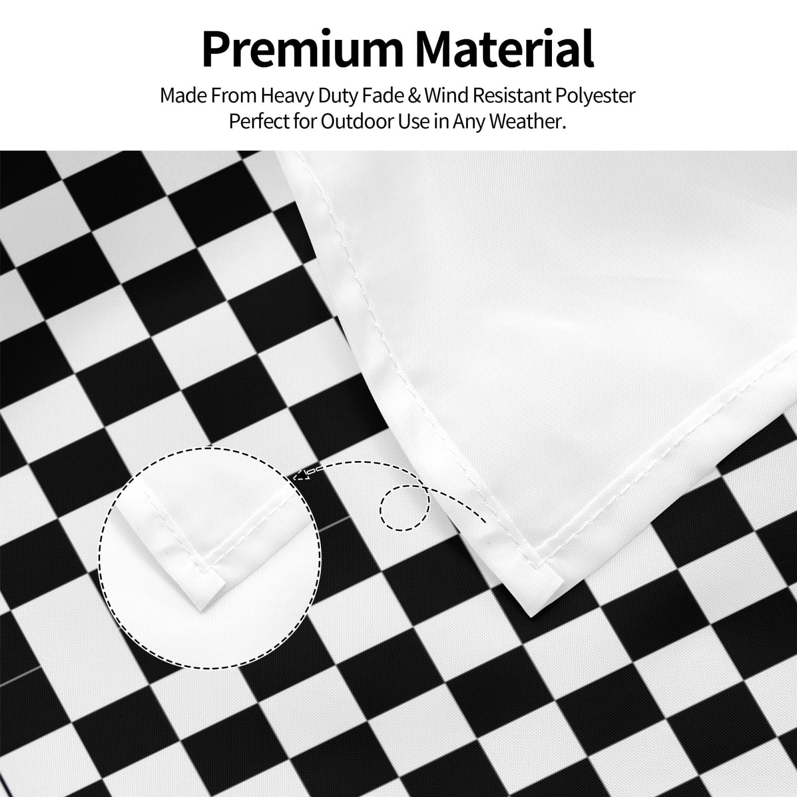 5ft X 8ft White And Black Checkered Pattern Flag Weather-Resistant Polyester Outdoor Decor