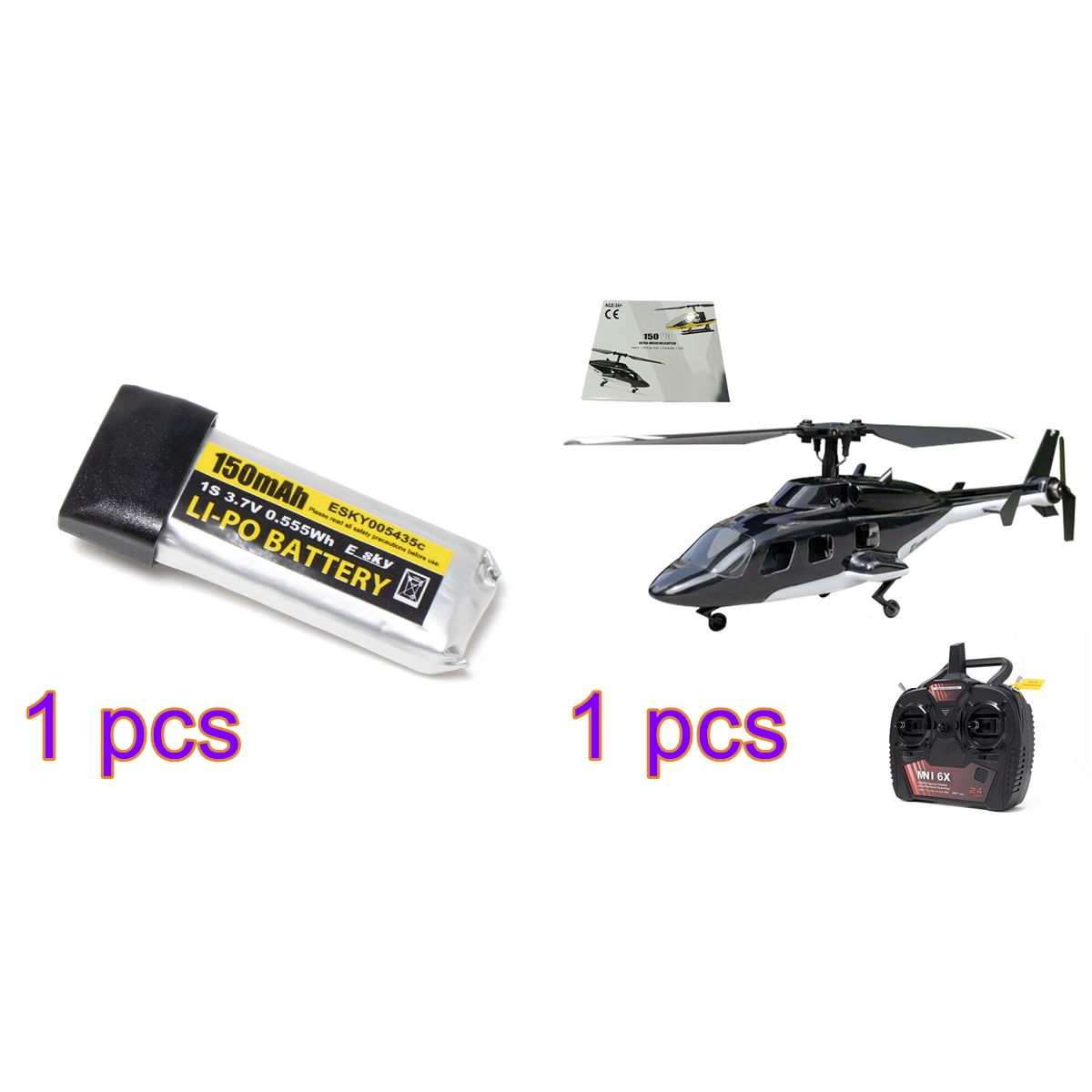 F150BL V3 Air-Wolf RC Helicopter with LED Lights, 2.4G 5CH AHSS Frequency Hopping Remote Control RTF RC Helicopter with CC3D Flight Control & 6-Axis Gyro