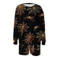 thumbnail image 3 of Halloween Sweat Shorts Sets Womens Pumpkin/Ghost/Bats Printed Funny Cute Holiday Party Outfits 2 Piece Sweatsuits (M, Black 02), 3 of 3