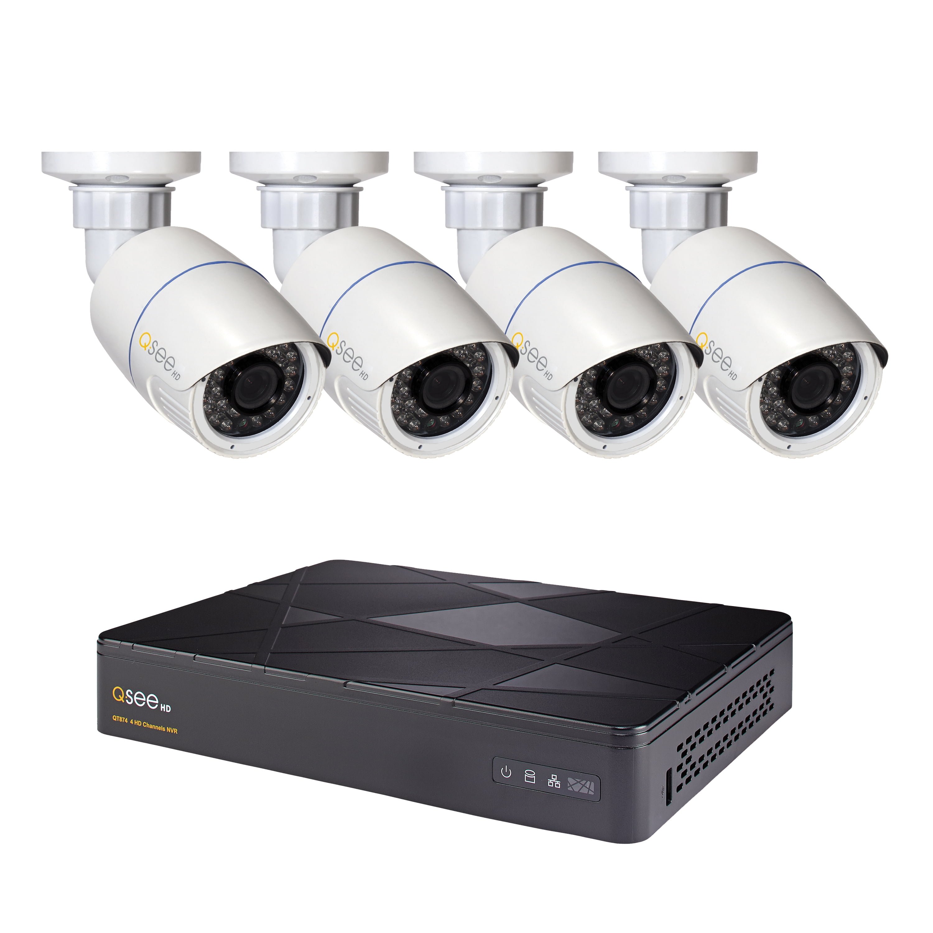 QSee 4 Channel IP NVR Security system with 4 X 4MP IP Cameras, 2TB HDD