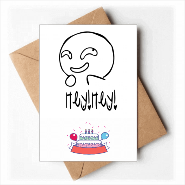 Strange Sle Black Cute Chat Face Happy Birthday Greeting Cards Envelopes Blank