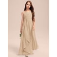 thumbnail image 2 of Drtj 2-14T Kids Teens A-Line Halter Neck Cascading Chiffon Junior Flower Girl Wedding Party Formal Bridesmaid Dress, 2 of 6