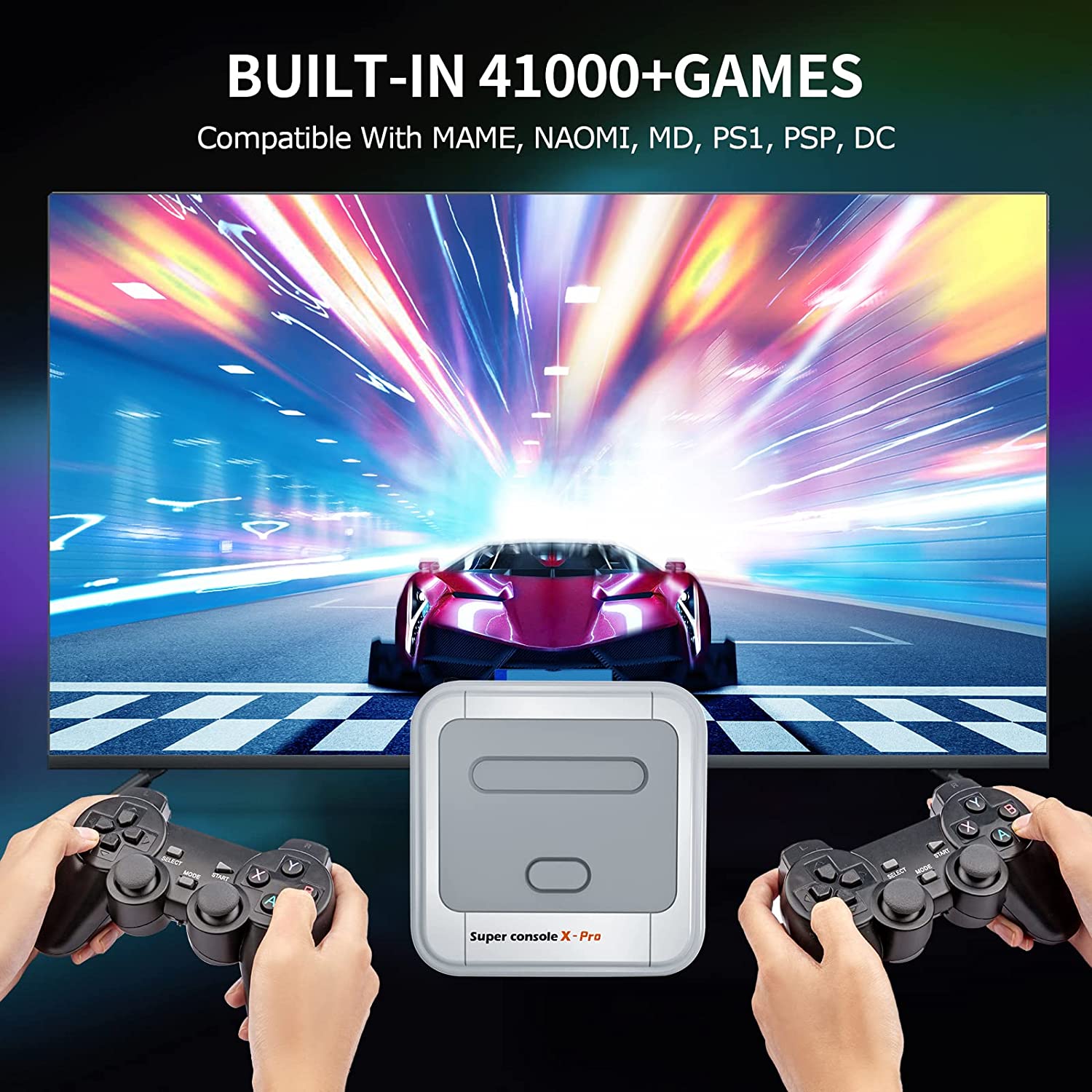 Gamebound Super Console X Pro HDMI TV Retro Videogame Player, Built-in  41,000 + Games, 4 x Wireless PS style Controllers - Walmart.com