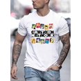 thumbnail image 1 of Men'S Fashionable Trendy Print Patterns Casual T-Shirt, Comfortable Summer Top, with Creative Cartoon Character Letters, for Vacation Camping, Holiday Leisure., Casual Sporty Tee, Summer Gifts, 1 of 6