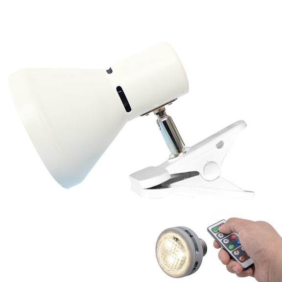 Kiven Battery Operated Clip on Spotlight with Remote, 1-Light Dimmable Multi Purpose Uplight Accent Lamp Indoor,55 Lumens Warm White