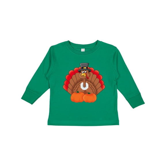 Inktastic Thanksgiving Turkey with Pumpkin Boys or Girls Long Sleeve Toddler T-Shirt