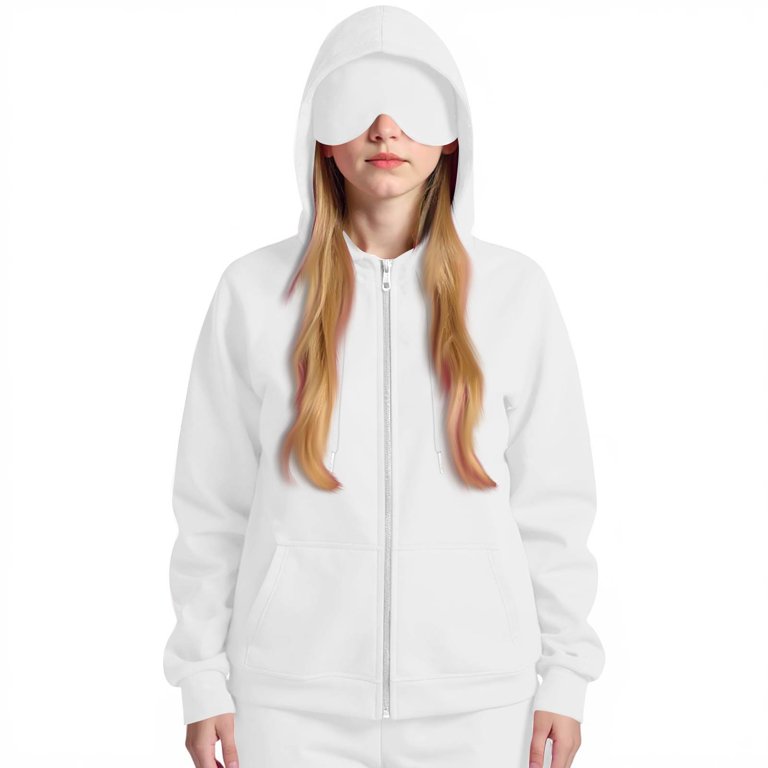 Hoodie With Built-In Eye Mask - Wearable Blanket Hoodie For Travel, Airplane, Lounging (Unisex Adults)