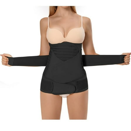 3 in 1 Postpartum Belly Band Wrap,Support Recovery Girdle Belt Post Pregnancy Belly Waist Post Partum Waist Binder Shapewear Black