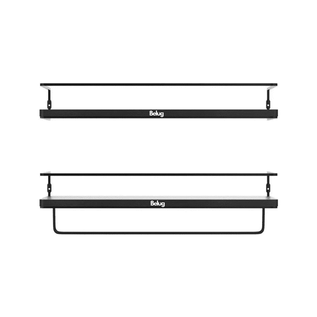 Repisas Flotantes Modernas Estantes Madera Dormitorio Baño, 2 unidades Belug Negro