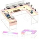 thumbnail image 1 of Yeshouse Mesa de juego, Mesa de computadora en forma de U, Mesa Gamer, Mesa de computadora de 126 pulgadas con soporte de Monitor y luces LED, 1 of 9