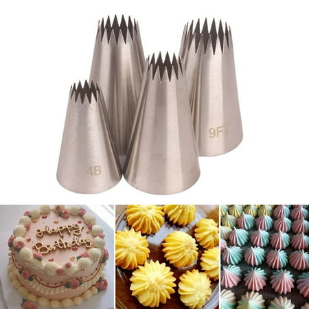 

4PCs Large Icing Piping Nozzles Cake Baking Cookie Cupcake Piping Nozzle Decor