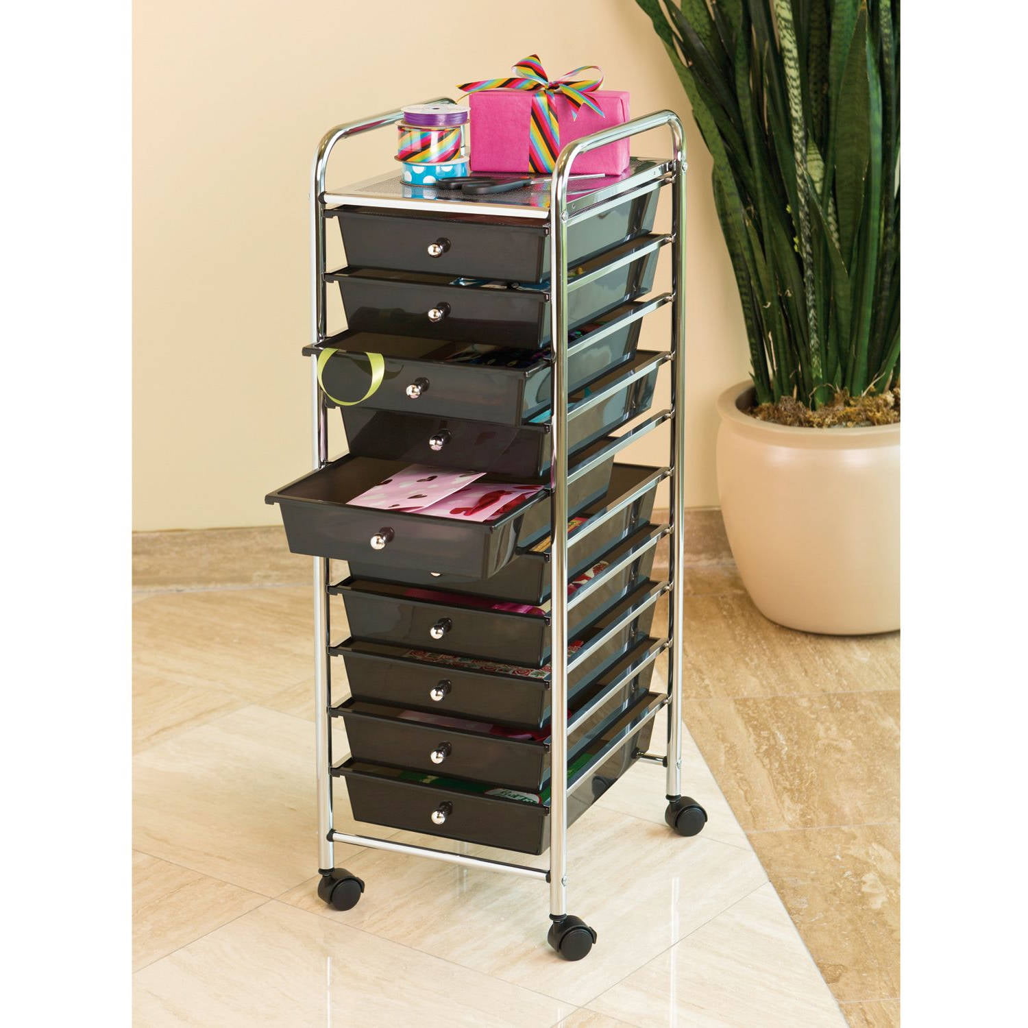 Seville Classics 15-Drawer Organizer Cart in Pearlescent Multi-Color WEB908  - The Home Depot