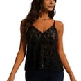thumbnail image 3 of Ailaofu Women V Neck Sequin Tank Top See Through Strap Camisole Beaded Top Going Out Party Outfits, 3 of 6