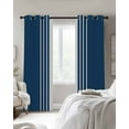 thumbnail image 3 of Simple Retro Blue Stripes Blackout Curtains 72 Inches Length, Modern Abstract White Lines Window Treatment Thermal Insulated Drapes for Bedroom Living Room 2 Panels 104x72 Inches, 3 of 8