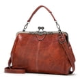 thumbnail image 4 of YOPTOP Chic Retro Kiss-Lock Purse - Compact Faux Leather Handbag With Versatile Removable Strap for All Occasions,Coffee,28cmX6cmX22cm, 4 of 7