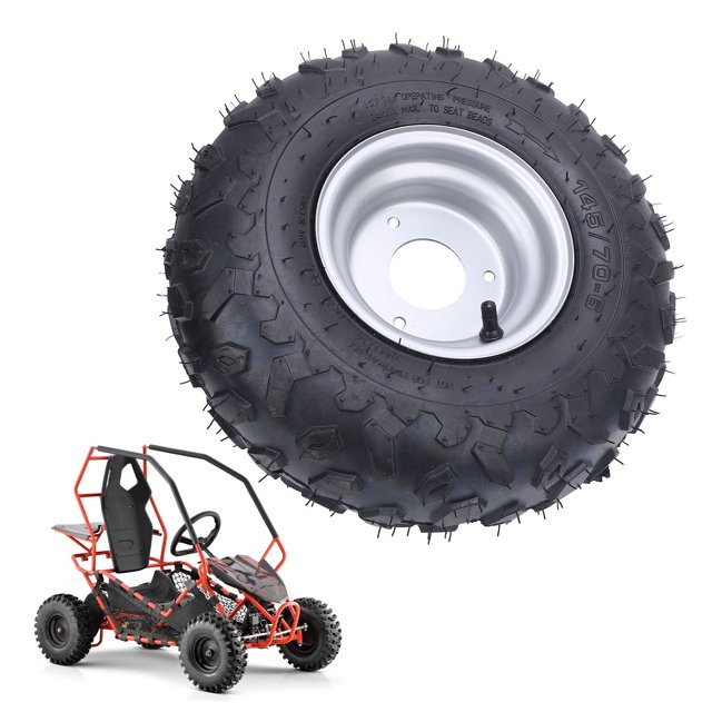 6 Inch Tire, 3 Bolt Fixing 145/70-6 Tire Enhanced Grip Enduring Rubber Shockproof Anti Slip ATV Tire for Cart