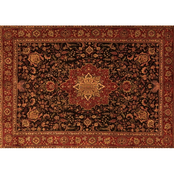 Ahgly Company Indoor Rectangle Medallion Orange Traditional Area Rugs, 3' x 5'