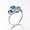 Blue, variant on 1pc S925 Sterling Silver Women' Fashion mysterious noble elegant crown design Pear-shaped synthetic zircon Engagement promise Ring