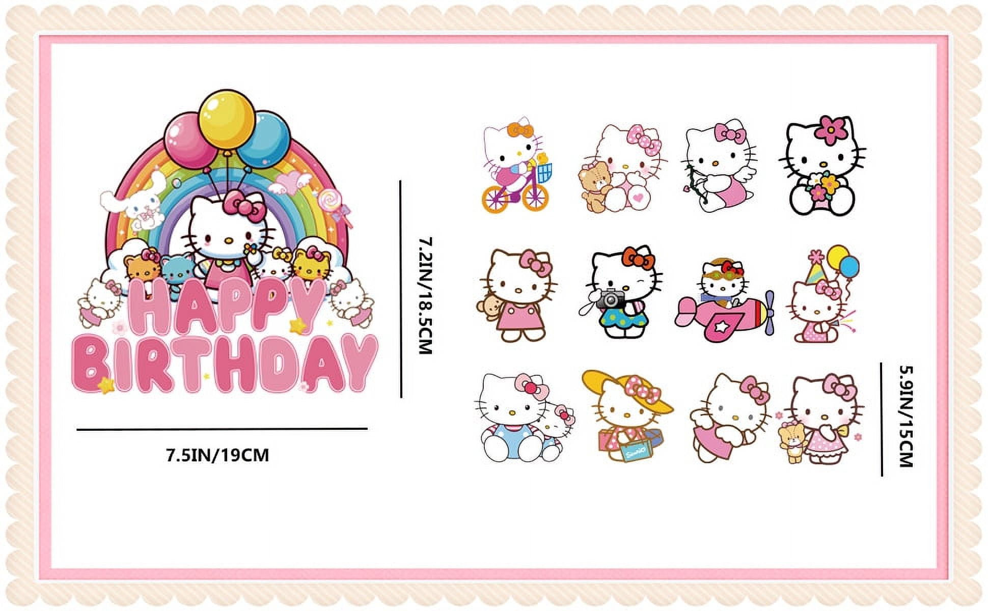 Cat Birthday Cake Decorations, 1pcs Big Cat Happy Birthday Cake Topper/Cat Theme Cake Toppers + 12pcs Cat Cupcake Toppers/Cat Birthday Party Cupcake Topper for Cat Party Decorations Supplies