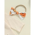 thumbnail image 7 of Suealasg Baby Girls 5Pcs Halloween Clothes 3 6 12 18 Months Infant Girls Halloween Outfits Long Sleeve Pumpkin Print Romper+ Pants +Headband +Hat +Belt, 7 of 7
