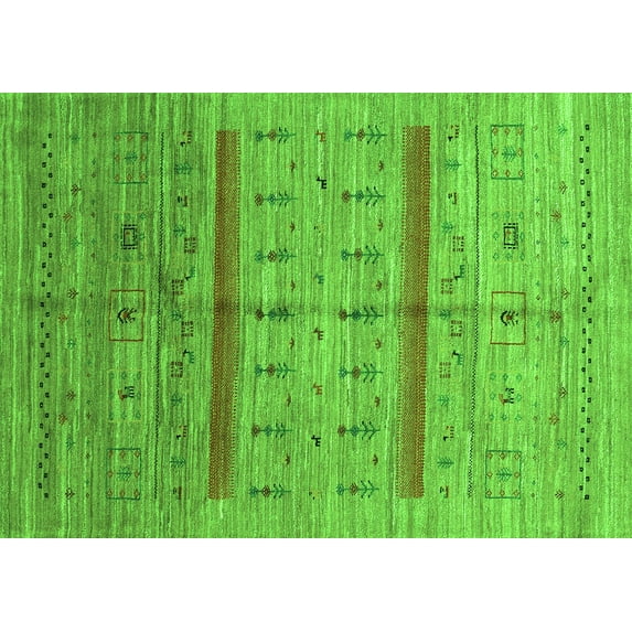 Ahgly Company Indoor Rectangle Abstract Green Contemporary Area Rugs, 8' x 10'