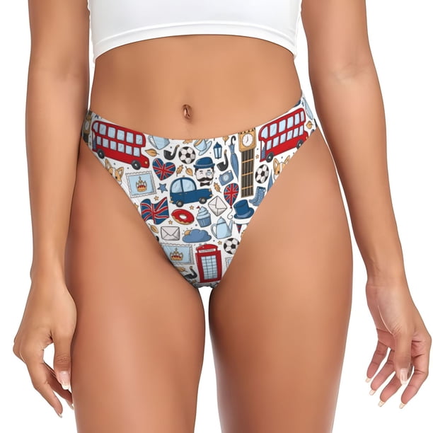 Fotbe London Symbols1 Tanga Sin Costuras para Mujer con Estampado – Panties Invisibles, Transpirables y Cómodos para Uso Diario-XX-Large