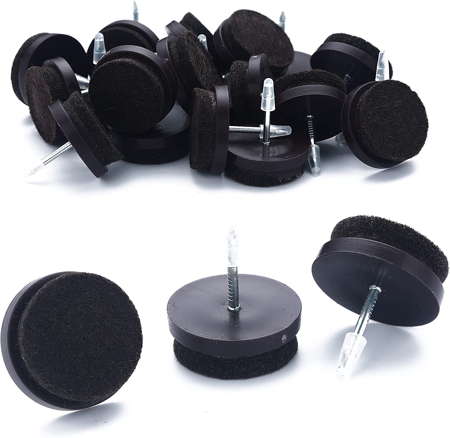Furniture Felt Pads Nail-on Heavy Duty Felt Pad Chair Sliders Round Chair Leg Floor Protectors 1' Furniture Leg Protector 24 Pack