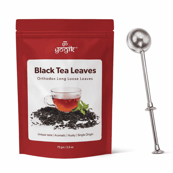 Go-Yogik Black Tea leaf loose-75g- 2.6 Oz with Tea Infuser| Premium, Single origin, organically grown