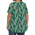 thumbnail image 6 of DDAPJ pyju Boho Tops for Women Plus Size Floral Graphic Tees Round Neck Short Sleeve Casual Summer Blouse Loose Fit Tunics Hide Belly Shirt Green L, 6 of 9