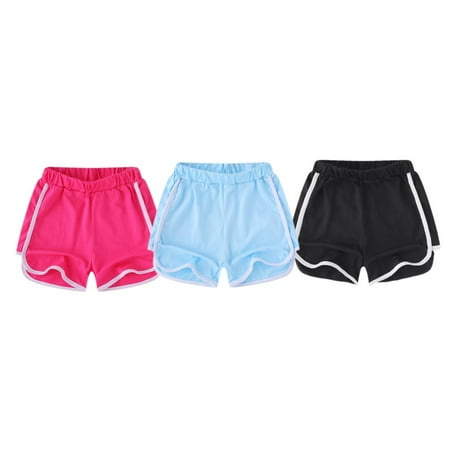 

3 Pack Girls Boys Running Athletic Cotton Shorts 2-11T Uccdo Kids Summer Workout Sports Beach Shorts Pants