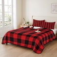 thumbnail image 2 of Twin XL Quilt Set 68''x98'', Red Black Buffalo Plaid Lightweight Summer Bedspread Coverlet Set with 2 Pillow Shams, Black Red Checkered Breathable All Season Quilt Bedding for Dorm/Guest Room, 2 of 9