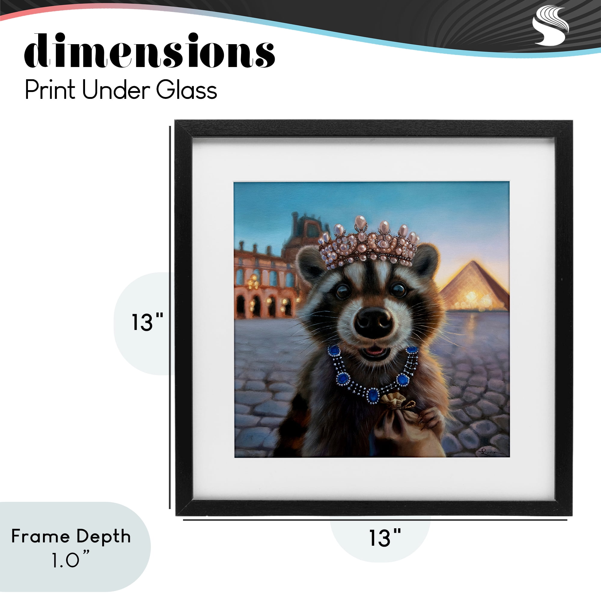 Stupell Industries Louvre Loot Raccoon Black Framed Print Under Glass, design by Lucia Heffernan
