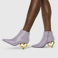 thumbnail image 5 of XYD Women Cute Heart Shaped Heel Ankle Boots Pointed Closed Toe Side Zipper Short Booties Fashion Party Casual Shoes Size 15.5 Light Purple, 5 of 5