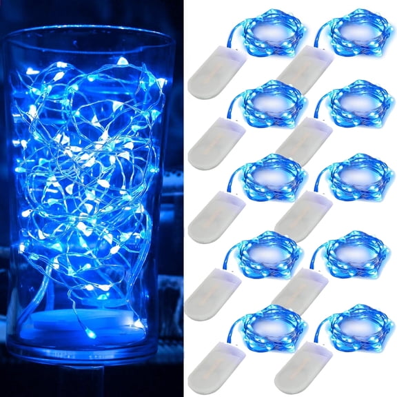 10 Pack Fairy Lights Battery Operated, 6.6ft 20 LEDs Waterproof Mini Fairy String Lights for Wedding Party Bedroom Patio Christmas Decor,Blue