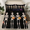 thumbnail image 2 of Manfei Halloween Skull Twin Sheet Sets for Kids, Cartoon Pumpkin Twin Fitted Sheet, Mystic Bling Galaxy Flat Sheet, Lightweight Room Decor, 3-Piece, 2 of 7