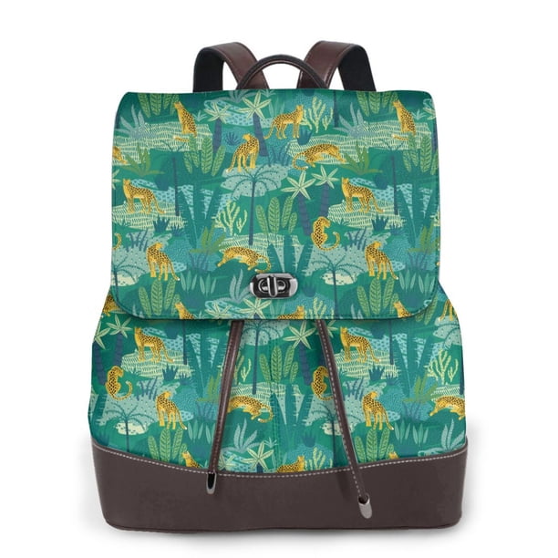Fotbe Jungle Leopard Mochila Bolso con Estampado para Mujer, Mochila Antirrobo de Nylon Impermeable, Bolsa Ligera de Hombro