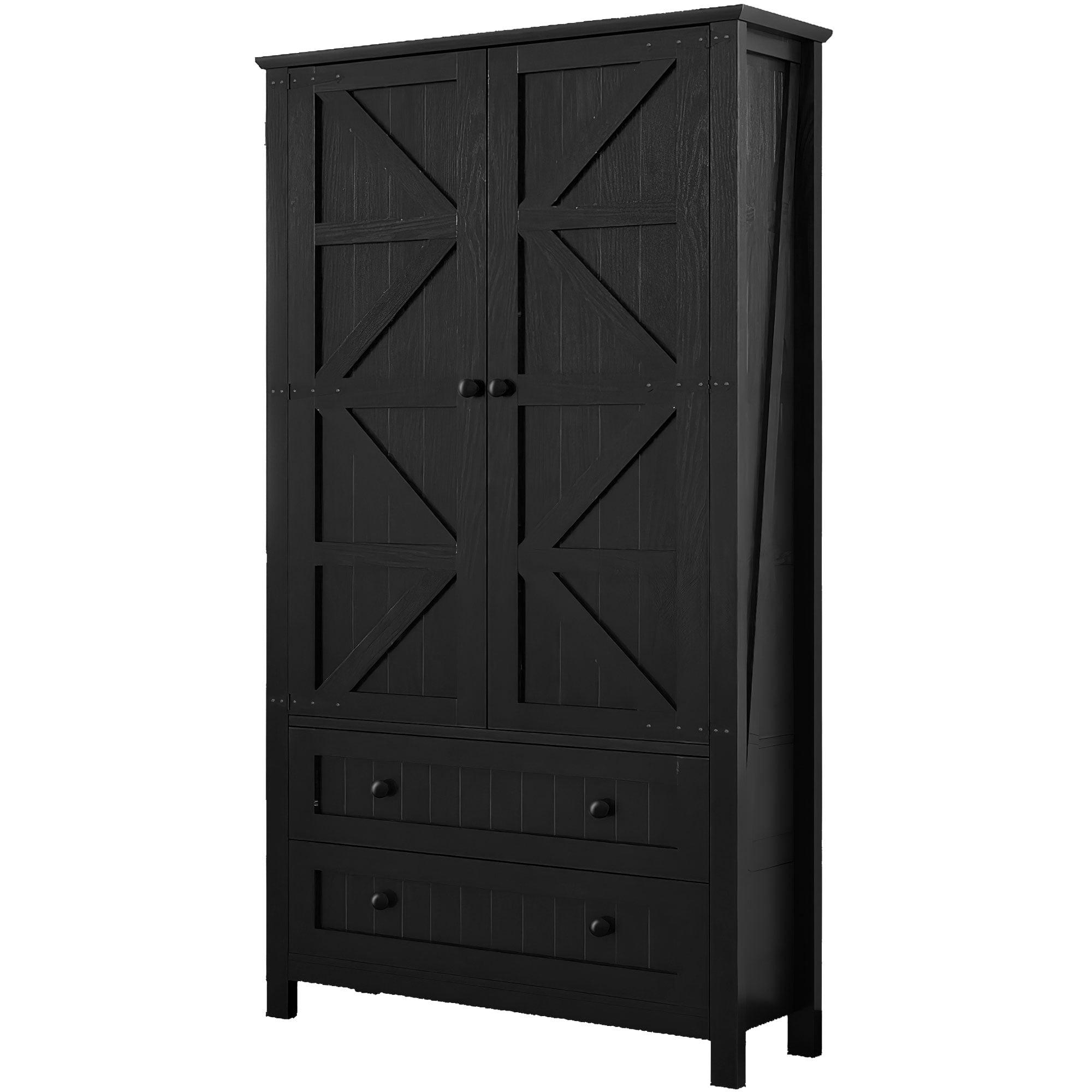Craftian Kitchen Pantry Cabinet with Storage Shelves, Storage Cabinet with Doors & Drawers, Black