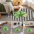 thumbnail image 5 of Round Rug 5Ft Washable Non-Slip, St. Patrick's Day Circle Area Rugs for Living Room Bedroom, Shamrock Leaves Black White Plaid Retro Indoor Floor Mats Carpet Runner for Home Decor Aesthetic, 5 of 8