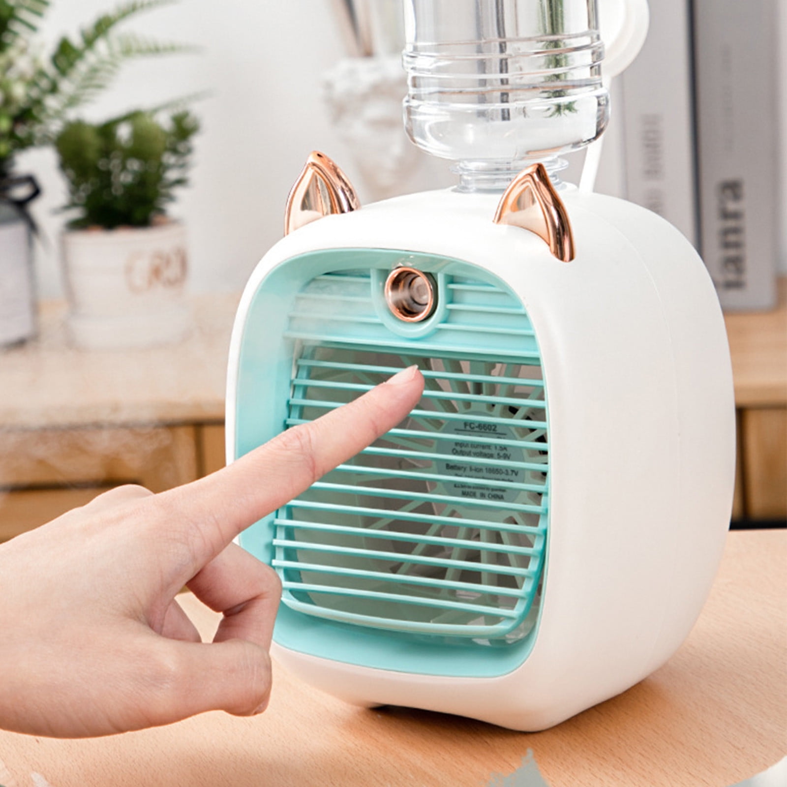 LACKUST Water Air-conditioning Fan with USB Turbo Spray Humidification,Portable Air Conditioners Fan,Air Conditioners for Room Kitchen Office Bedroom,Blue