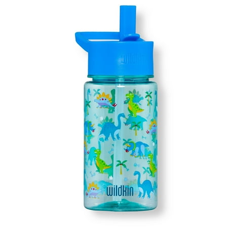 

Wildkin Kids Reusable 16 Ounce Water Bottle for Boys and Girls With Straw Top and Carrying Handle (Dinosaur Land)