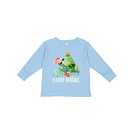 

Inktastic Buon Natale Cute Santa and Christmas Tree Gift Toddler Boy or Toddler Girl Long Sleeve T-Shirt