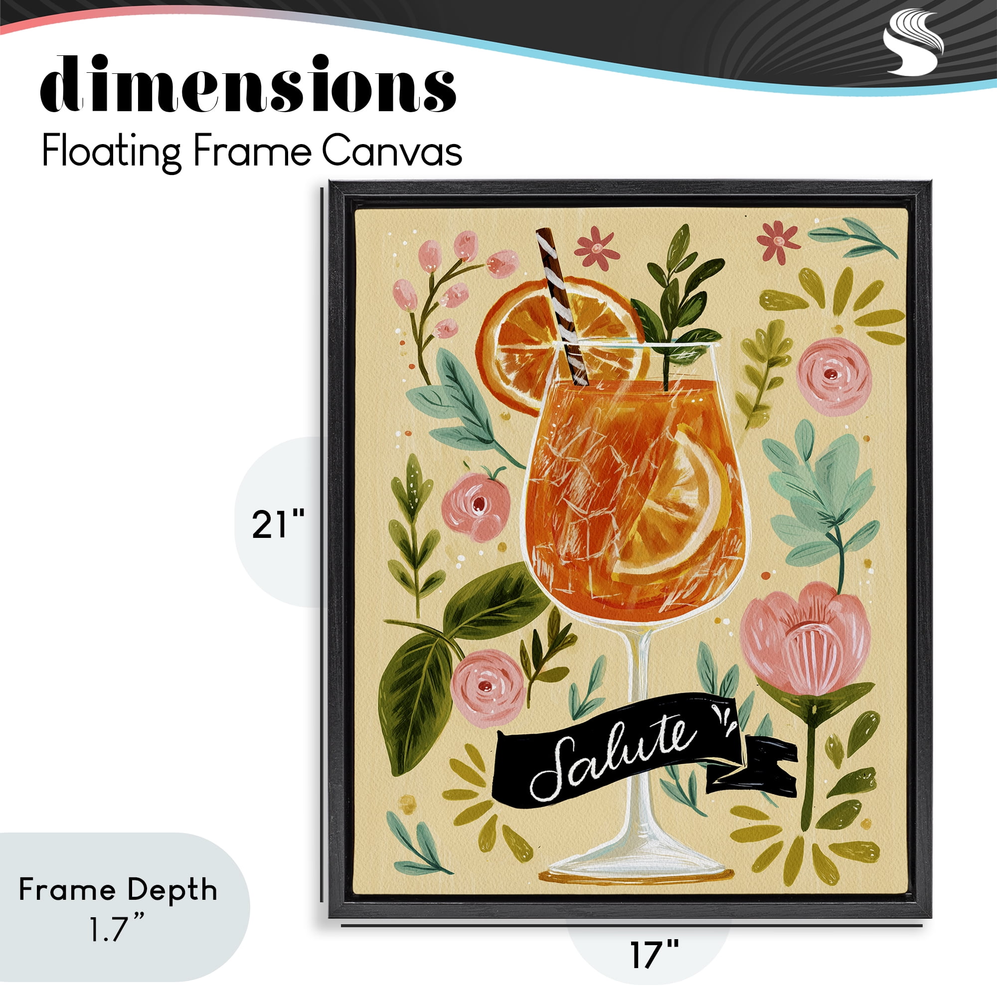 Stupell Industries Salute Citrus Cocktail Black Framed Floater Canvas Wall Art, design by Yen