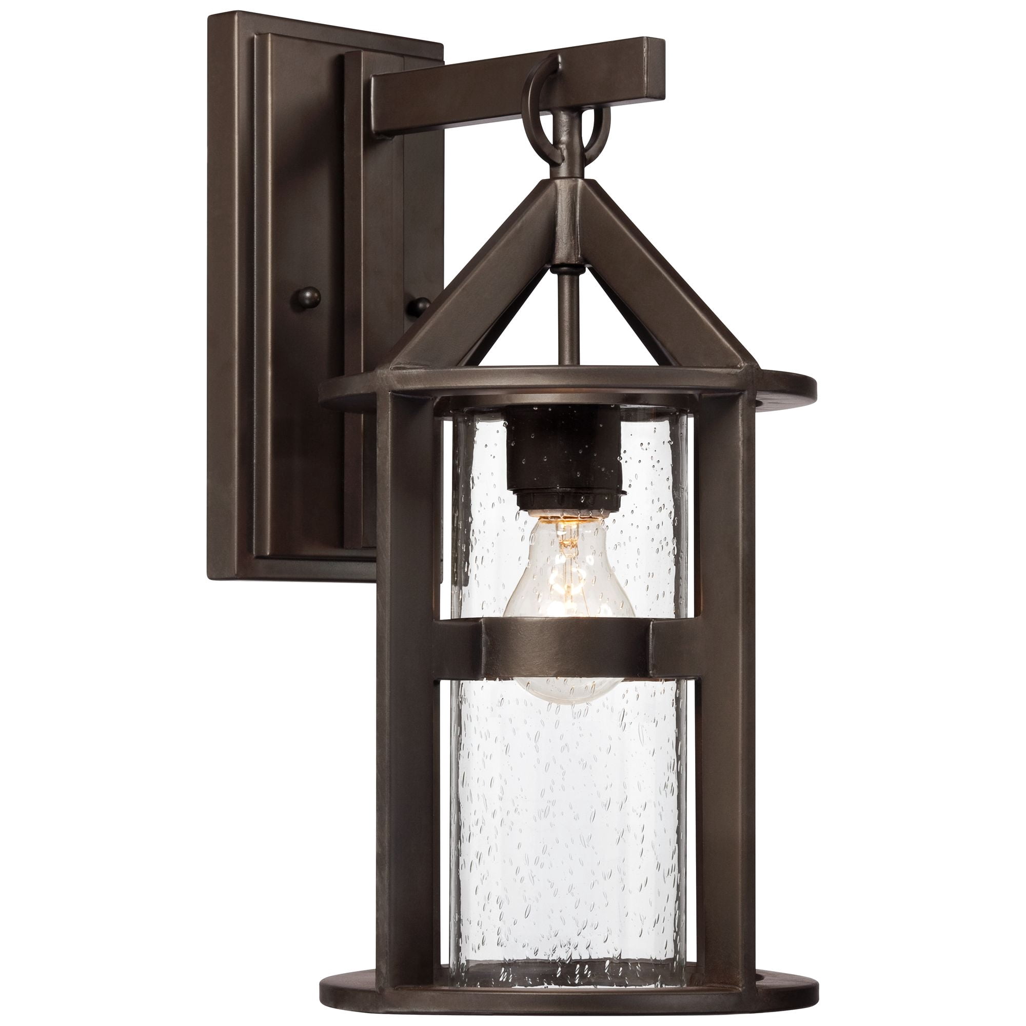 John Timberland Argentine Rustic Farmhouse Outdoor Wall Light Fixture Bronze 17" Clear Seedy Cylinder Glass for Post Exterior Barn Deck House Porch
