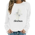 thumbnail image 4 of Ounisa Womens Crewneck Sweatshirt Long Sleeve Christmas Cross Print Terry Casual Cute Pullover Top Sweater, 4 of 6